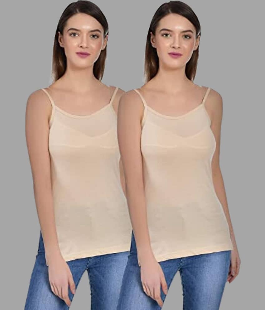 AIMLY Cotton Camisoles - Beige Pack of 2