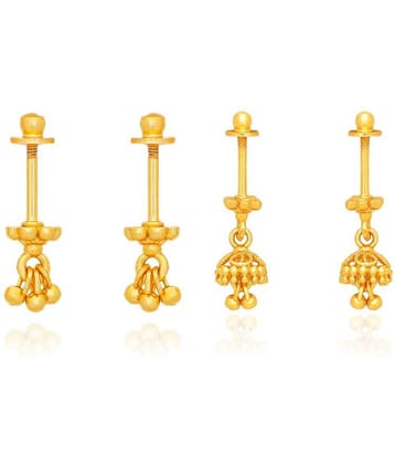 LUV FASHION Gold Danglers Earrings ( Pack of 2 )