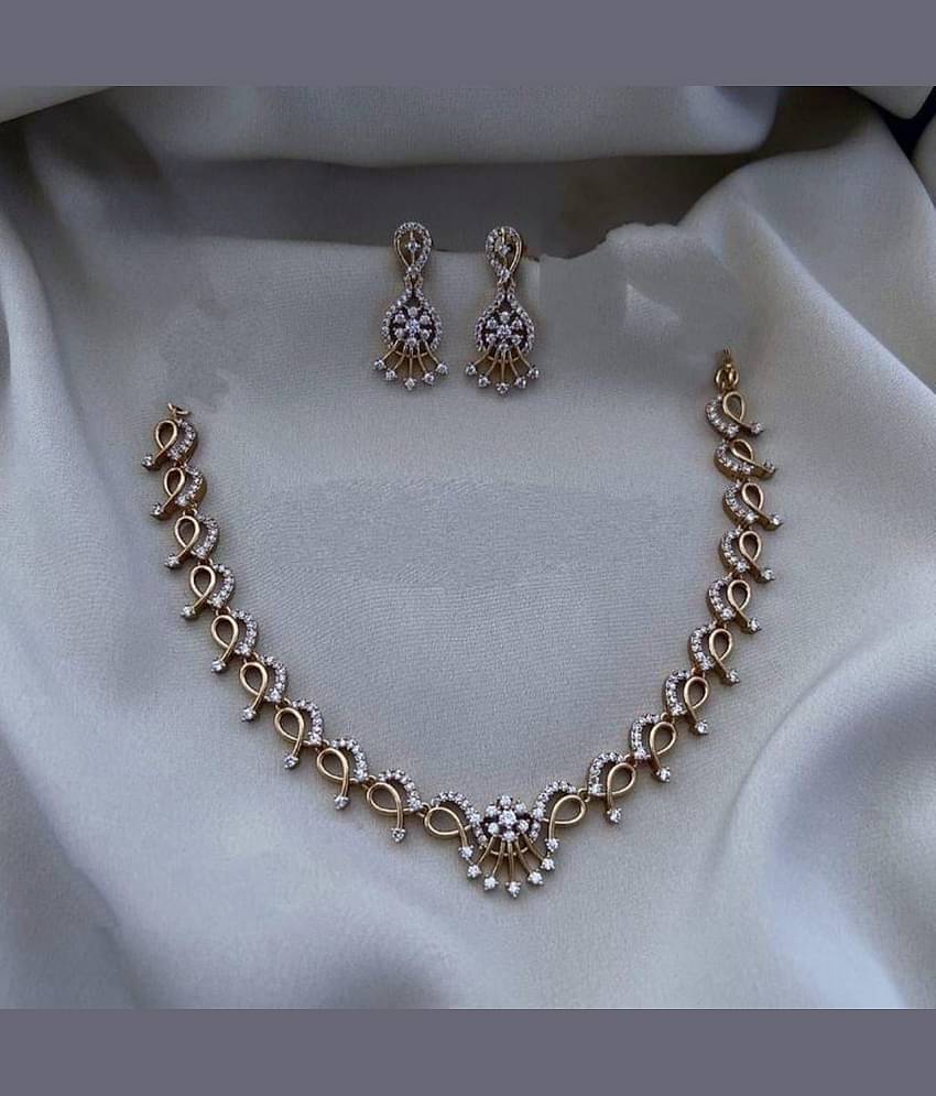 Pamadhya Rose Gold Brass Necklace Set ( Pack of 1 )