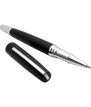 Srpc Epic Charcoal Matte Black Metal Body Roller Ball Pen With Chrome Trims Blue Refill