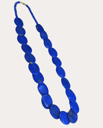 Vintage Oval Shaped Beaded Necklace-Navy