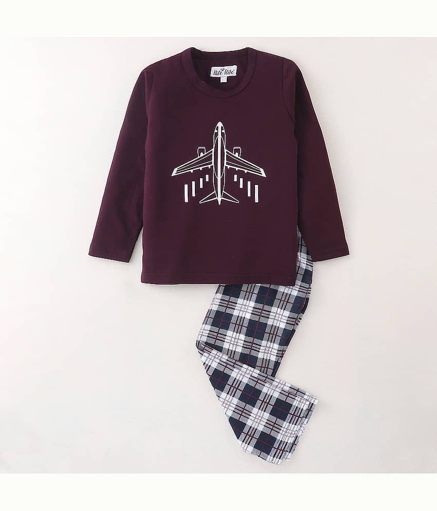 Nite Flite Pack of 1 Boys 100% Cotton Nightsuit Set ( Multi Color )