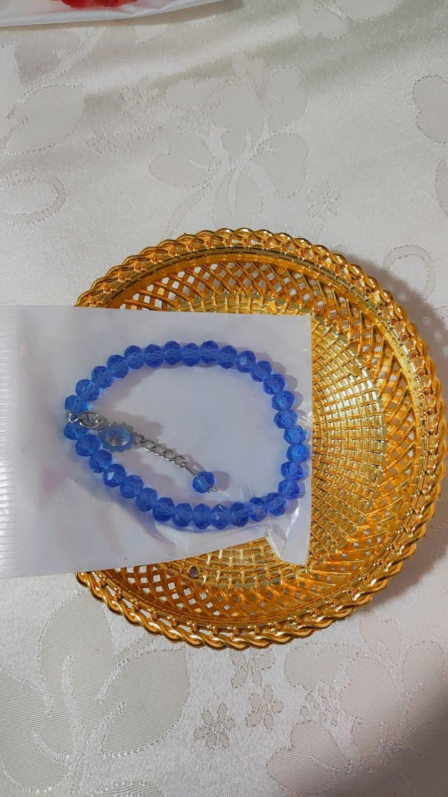 Elegant Clear Blue Faceted Bead Adjustable Bracelet