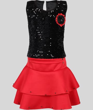 Arshia Fashions Pack of 1 Girls Synthetic Top With Skirt ( Black )