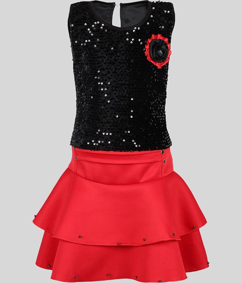 Arshia Fashions Pack of 1 Girls Synthetic Top With Skirt ( Black )