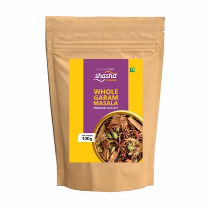Shasha Khada Garam Masala | 100g | Whole Spices Blend for Authentic Indian Cooking | Premium Sabut Garam Masala | Aromatic & Fresh | No Preservatives