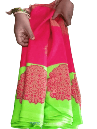 Pink and Lightgreen Traditional Saree