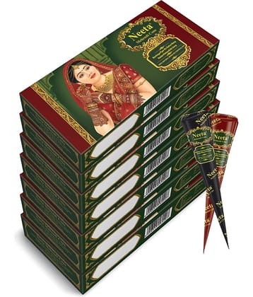 Neeta Mehendi Cones for Hand Desgning & Wedding, Bridal Mehandi Cone Reddish Brown Color 4 Pcs in 1 Box (Pack of 7)