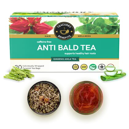 TEACURRY Anti Bald Tea (1 Month Pack, 30 Tea Bags) - Helps in Male Pattern Baldness