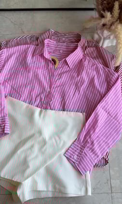 Gretchen striped shirt-Pink / XS