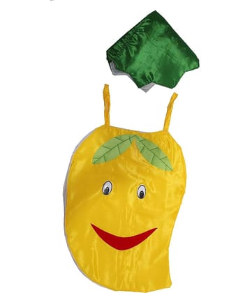 Kaku Fancy Dresses Mango Fruits Costume Cutout with Cap -Yellow, Freesize, for Boys & Girls