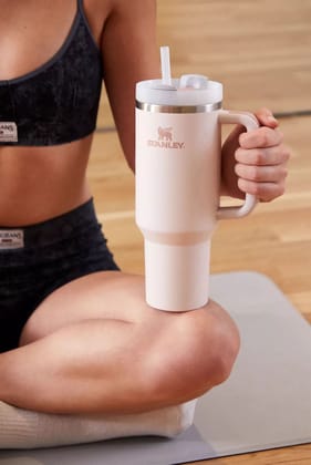 Luxury Branded Stainless Steel Vacuum Insulated Tumbler With Lid & Straw-Rose Quartz