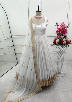 Beautiful Gown -Pent And Dupatta Embroidery Sequence Work Beautiful Gown -Pent And Dupatta Embroidery Sequence Work