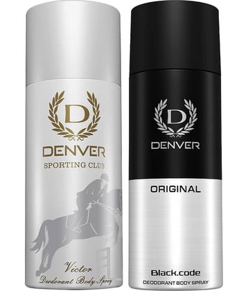 Denver Black Code Original & Victor Long Lasting Deodorant Spray for Men 150 ml Each ( Pack of 2 )