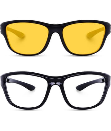 Kanny Devis - Black Wrap Around Sunglasses ( Pack of 2 )