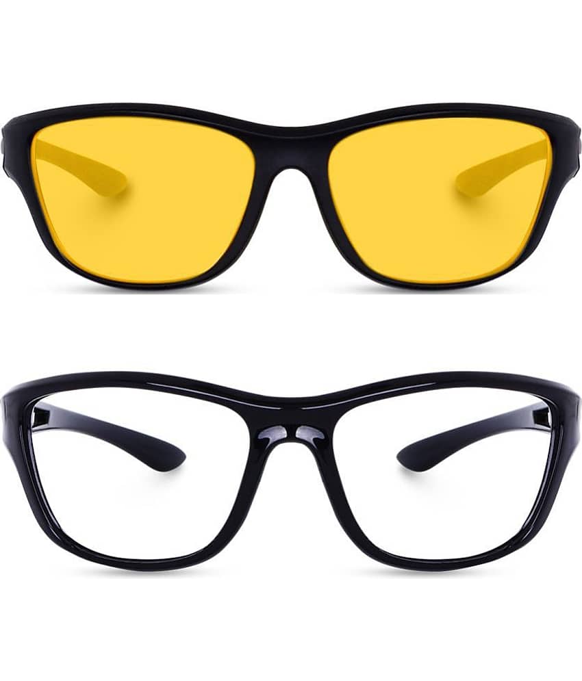 Kanny Devis - Black Wrap Around Sunglasses ( Pack of 2 )