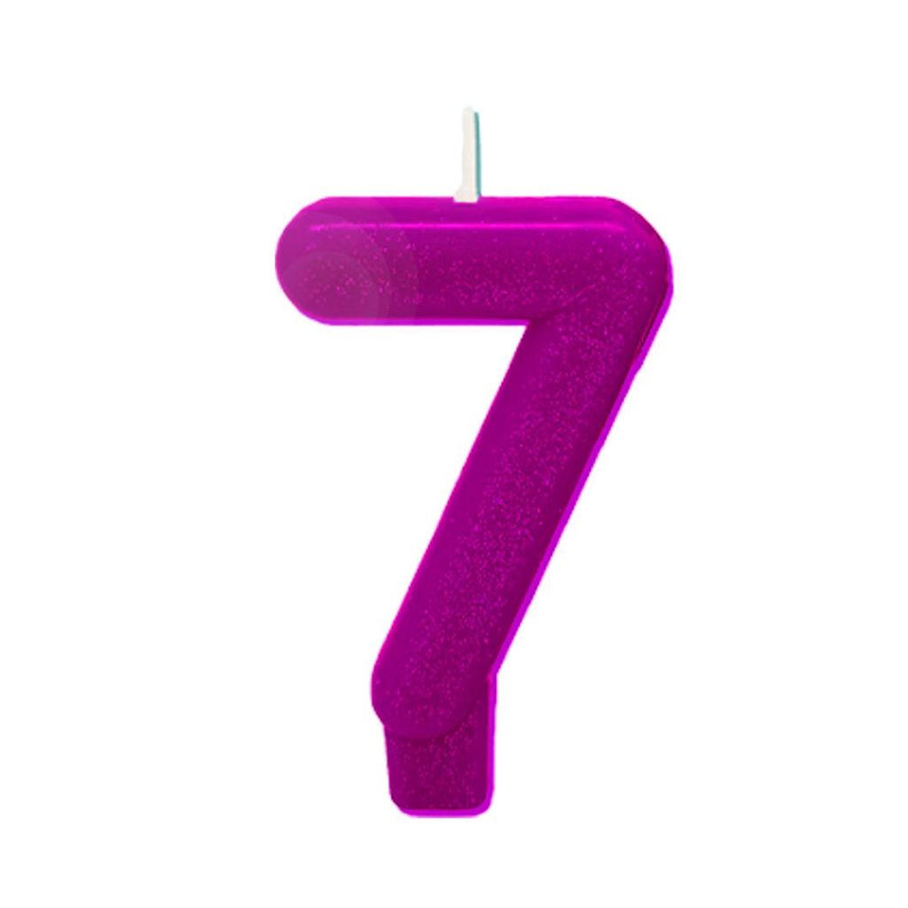 Purple Glitter Number 7 Birthday Candle - 1PC - Party and Festive Needs | Buy online on ZillyBuy