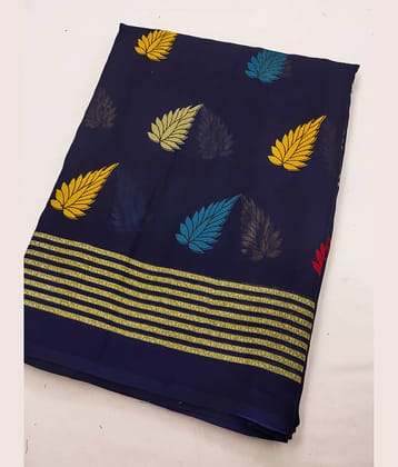 ANAND SAREES Georgette Printed Chanderi saree With Unstitched Blouse Piece ( Blue )