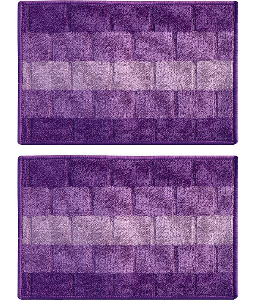 Status - Anti-skid Synthetic Door Mat ( 58 X 30 cm ) Set of 2 - Purple