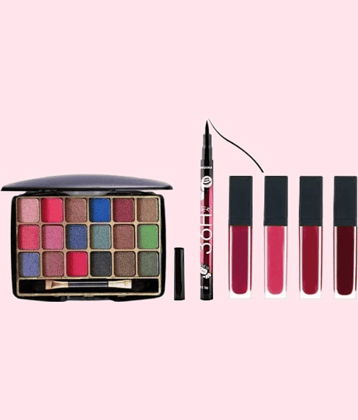 swenky eyeshadow with red edition liquid lipstick & waterproof eyeliner (Pack of 3)