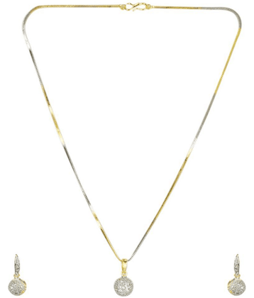 PUJVI - Silver Pendant set ( Pack of 1 )