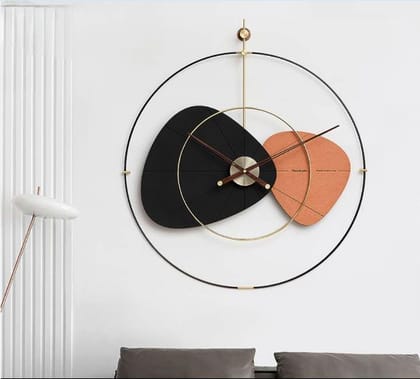 Modern big metal wall clocks simple home decoration|black orange