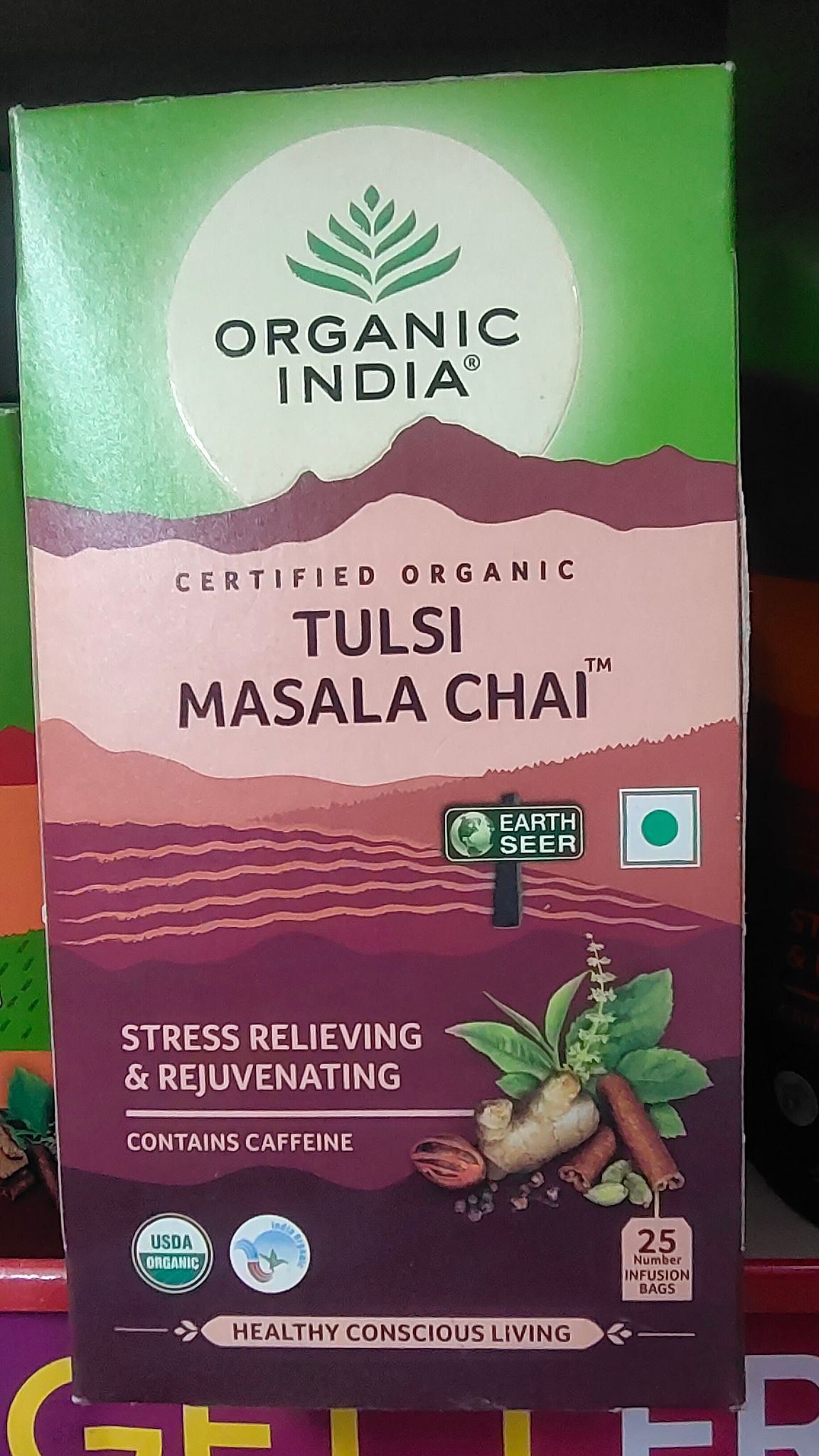 Organic India tulsi masala chai tea 25 bags carton