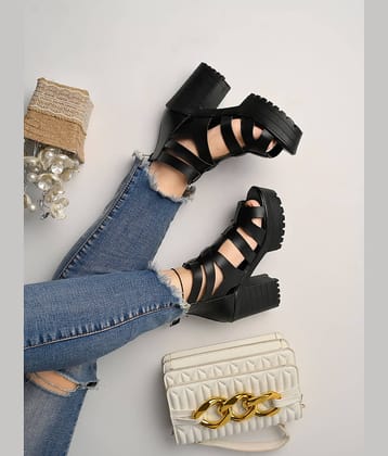 Stylestry Black Women's Sandal Heels