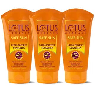 Lotus Herbals Safe Sun Ultra Sunblock  Spf 100  Pa  AntiAgeing  Preservative Free  50G ( Pack Of 3)