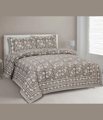 CLOTHORO Cotton 1 Double King Bedsheet with 2 Pillow Covers ( Multicolor )