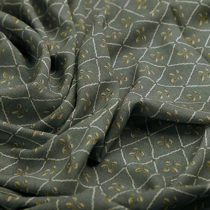 Rhombus Inside Entire Leaf Digital Printed Fabric - Weightless-Polyester / Weightless / 110 CM | 43 Inch