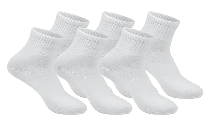 VOICI France Unisex Ankle Length Sports Socks for Wholeday Wearing Light weighted Black and White Solid Color Free Size - White 3