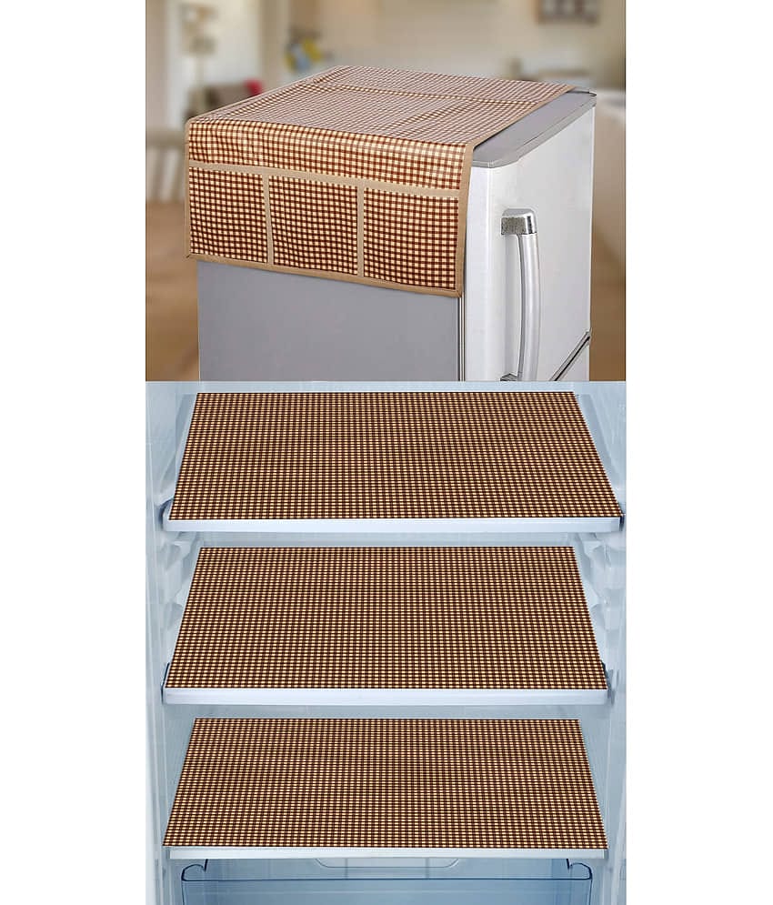 E-Retailer Set of 4 PVC Brown Fridge Top Cover