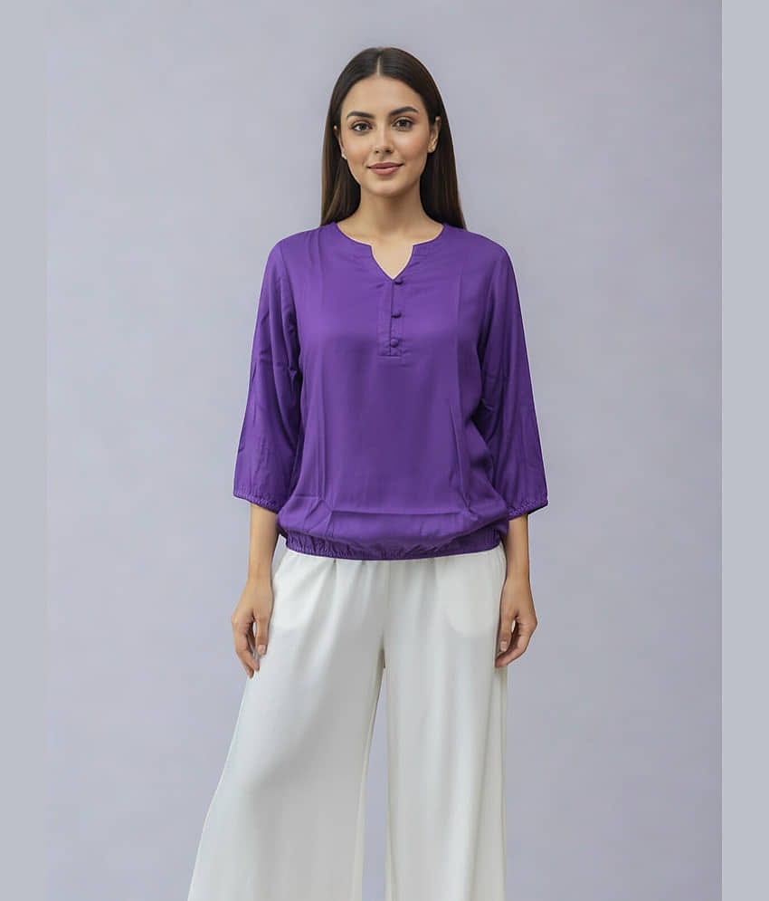 QuaClo Women's Viscose Rayon Regular Top ( Purple )
