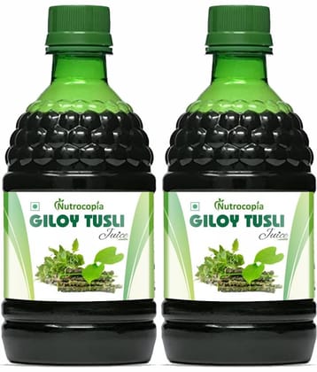 NUTROCOPIA Giloy Tulsi Juice | Fresh Tulsi and Giloy to Support Immune Health Pack of 2 of 400ML