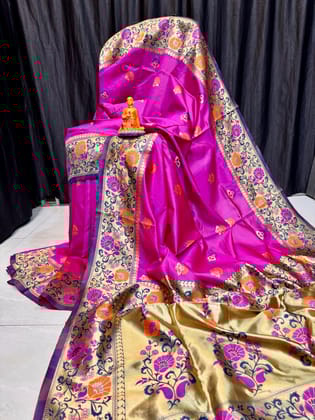 EXCLUSIVE PAITHANI SILK SAREE WITH BP SUPER SOFT QUALITY