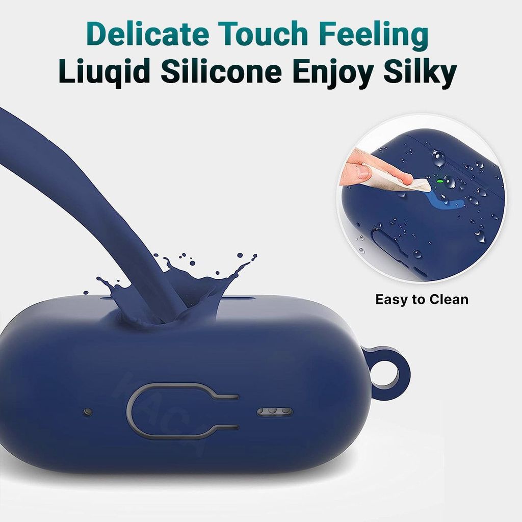 LIRAMARK Silicone Soft Case Cover with Buckle for Airpods Pro 2 Case (2023/2022), AirPods Pro 2nd Generation Cover (Midnight Blue)