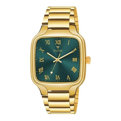 Thynk Men's Square Dial Analog Watch | Premium Gold Metal Strap