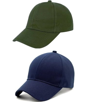 Zacharias - 100% Cotton Green Men's Cap ( Pack of 2 )