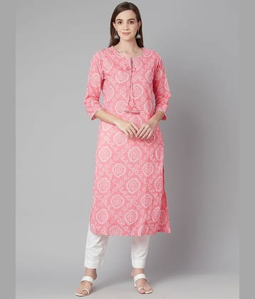 Divena - Pink Cotton Women's Straight Kurti