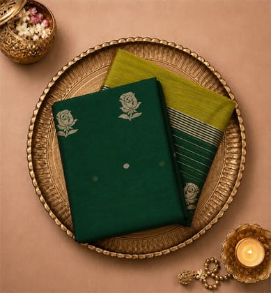 Handloom Chanderi Unstitched 2-Piece Silk By Cotton Suit Set Handloom Chanderi Unstitched 2-Piece Silk By Cotton Suit Set
