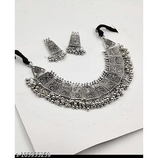 Oxidised Plating Alloy Material jewellery set for woemn