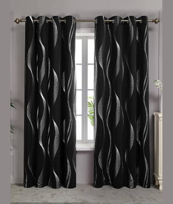 V21 decod Graphic Room Darkening Eyelet Curtain 5 ft ( Pack of 1 ) - Black