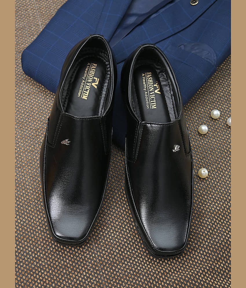 Fashion Victim Slip On Non-Leather Black Formal Shoes