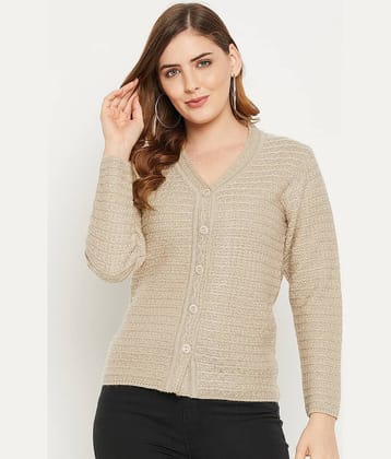 zigo Woollen V Neck Women's Buttoned Cardigans - Brown (Pack of 1)