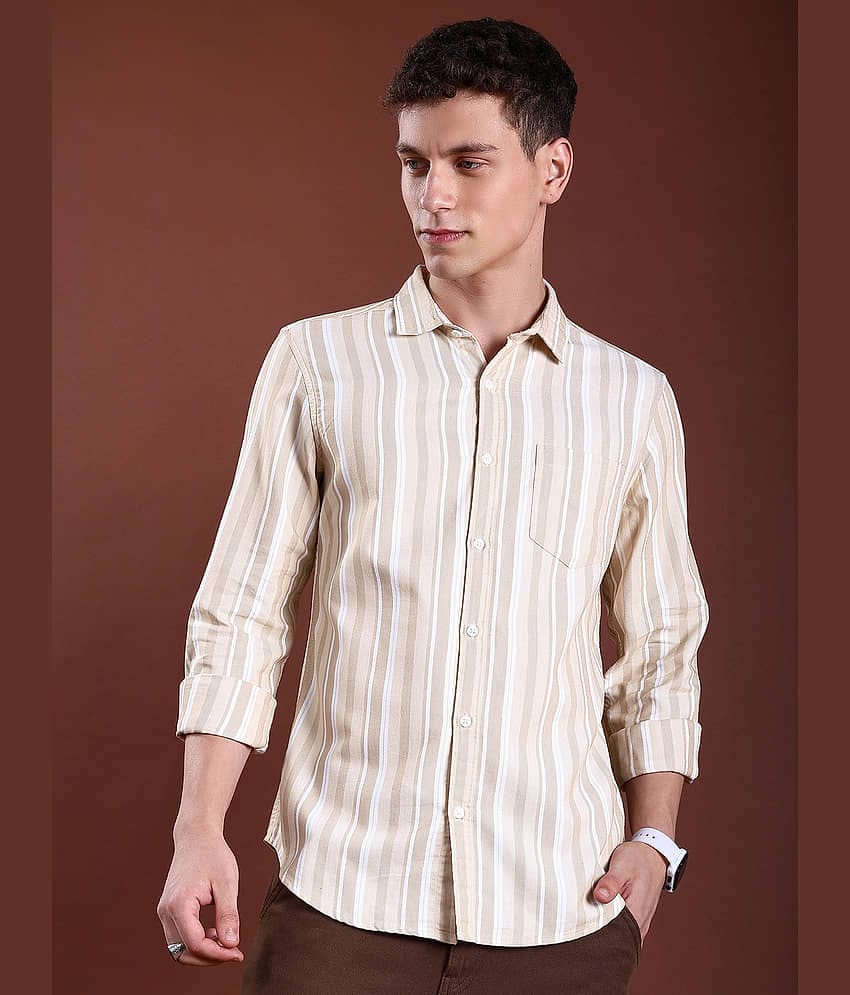 Highlander Cotton Blend Slim Fit Striped Full Sleeves Men's Casual Shirt - Multicolor ( Pack of 1 )