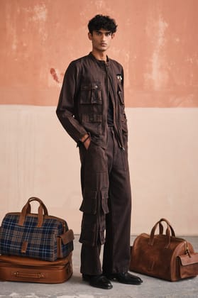 UTILITY JACKET SET-STONED BLACK-XS