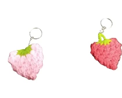 Charming Strawberry Keychains - Cute and Colorful Yarn Fruit Accessories Charming Strawberry Keychains - Cute and Colorful Yarn Fruit Accessories