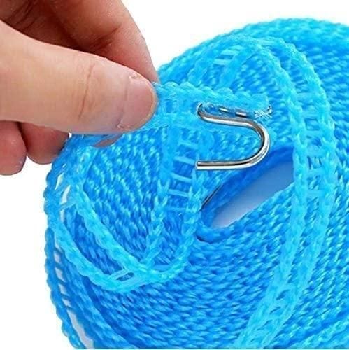 Durable Blue Clothesline Rope with Hook for Hanging Clothes Pack of 2