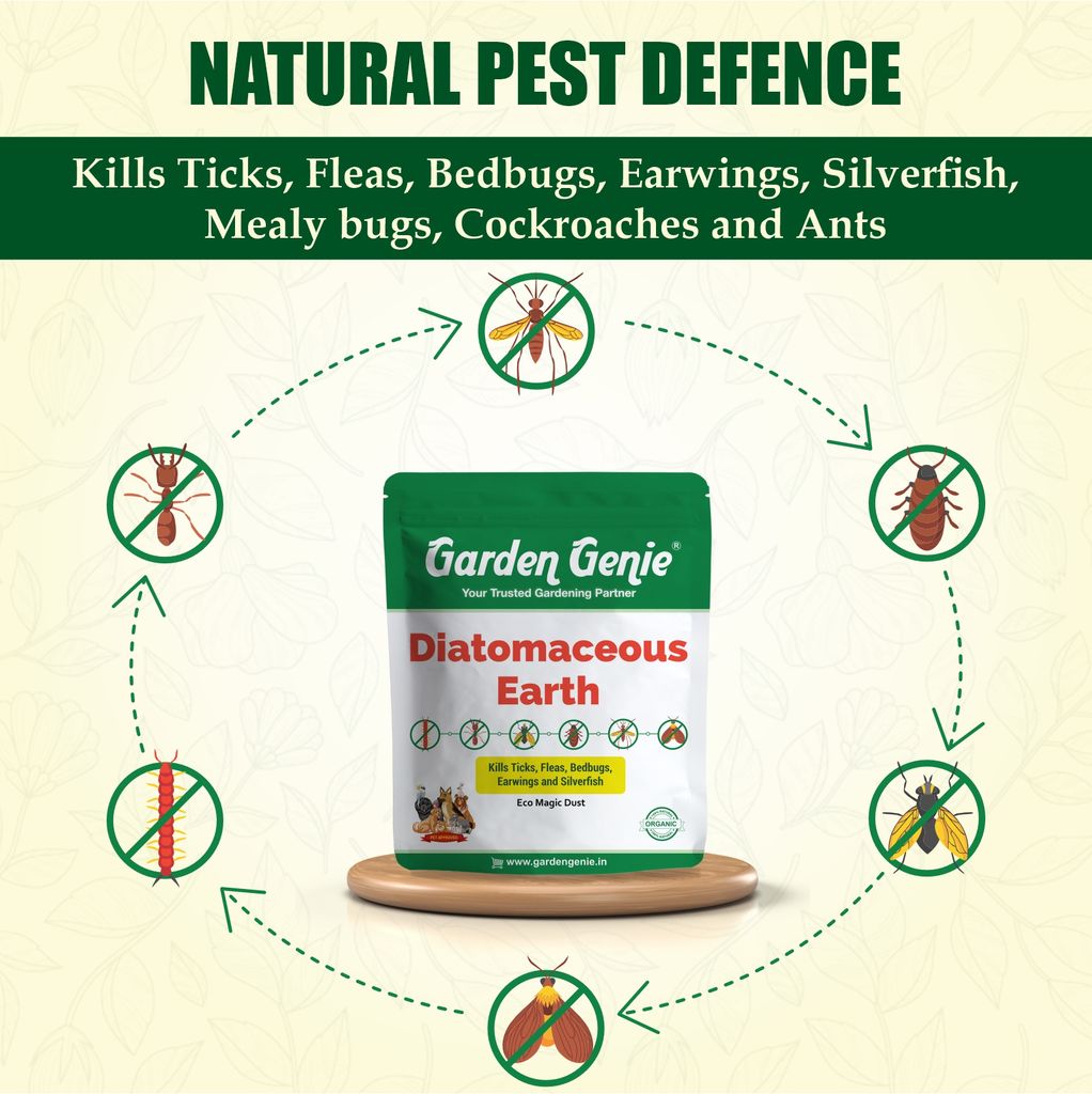 Garden Genie 100% Natural Diatomaceous Earth Powder 380g I Insect Control for Plants I Effective Against Dog Ticks & Flea, Cockroach, Bedbugs, Ants etc | Organic Pest Control for Your Home & Garden